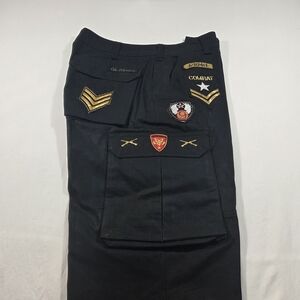 Regal Wear Black Pants Jeans Cargo Military Patches US Combat Men 36 Pockets